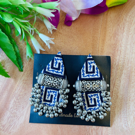 Handcrafted Ajrakh Fabric Earrings