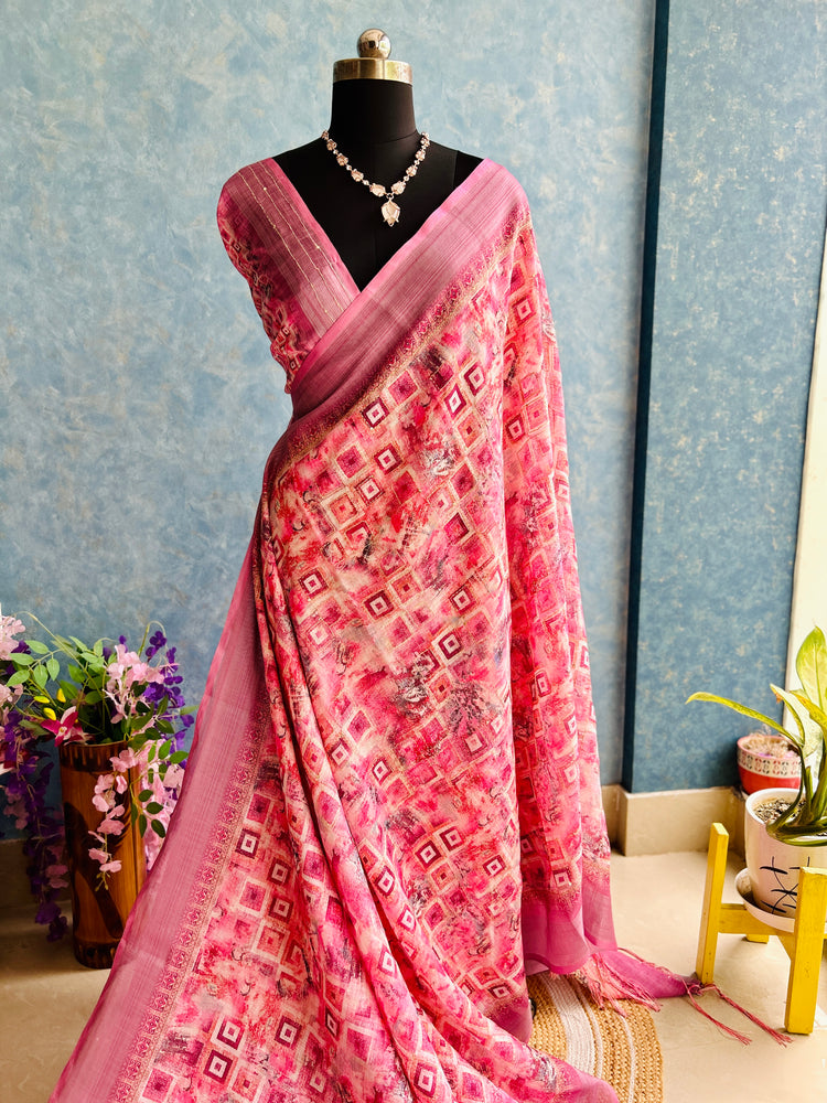 Linen Digital Print with Kantha stitch