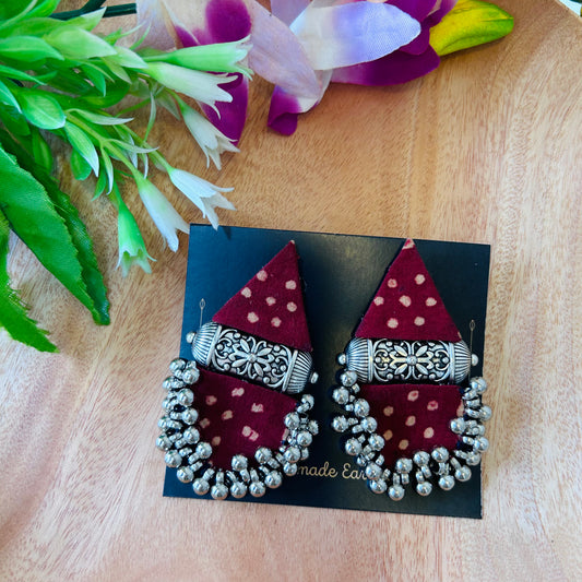 Handcrafted Ajrakh Fabric Earrings