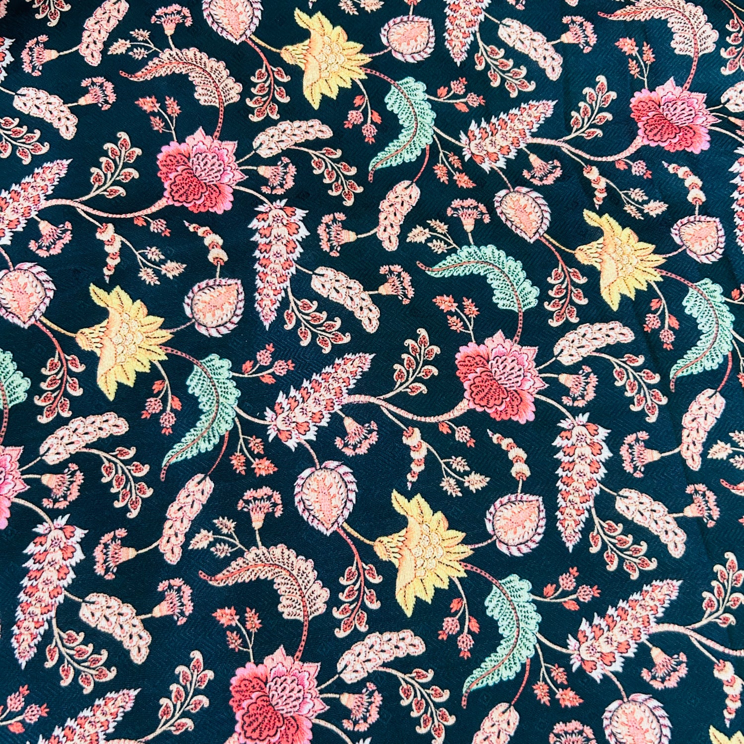 Multicolour Floral Black Pashmina  Fabric — view 3