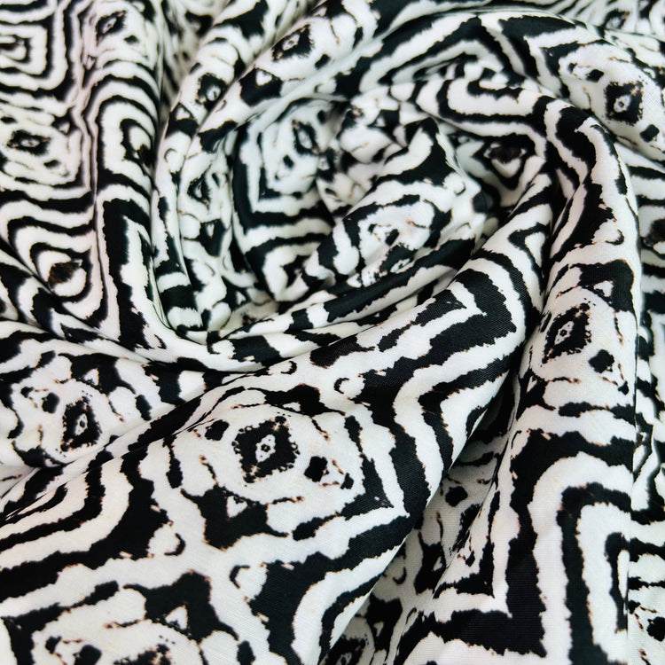Black and white Digital print on Muslin Fabric