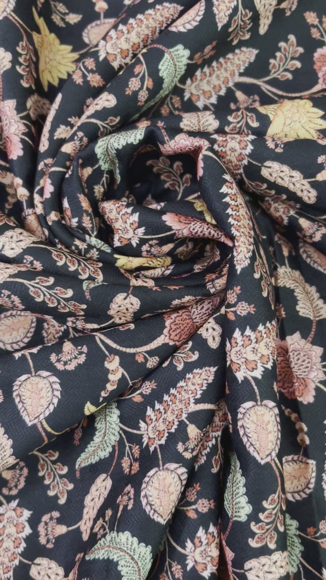 Multicolour Floral Black Pashmina  Fabric — view 4