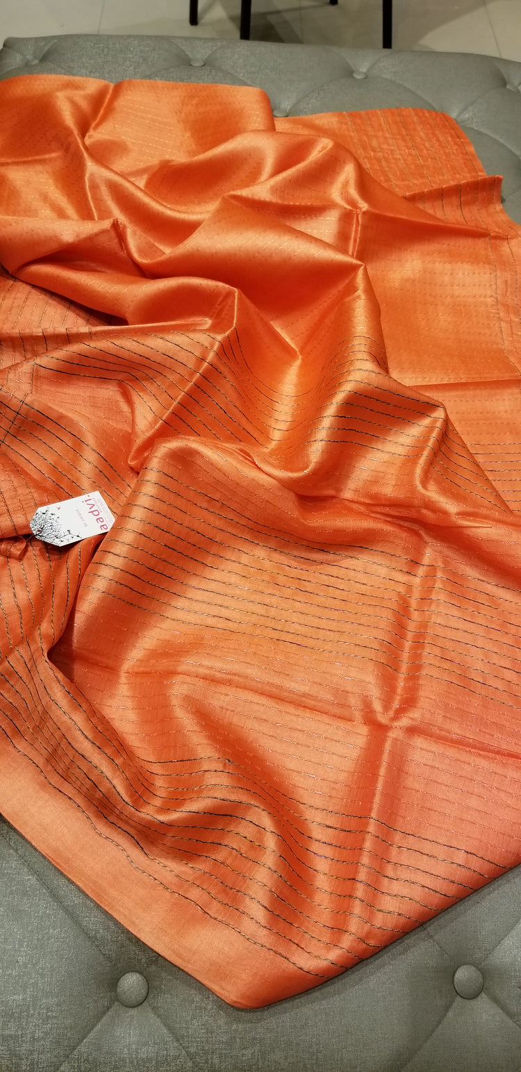Pastel Orange Handwoven Pure Tussar Silk