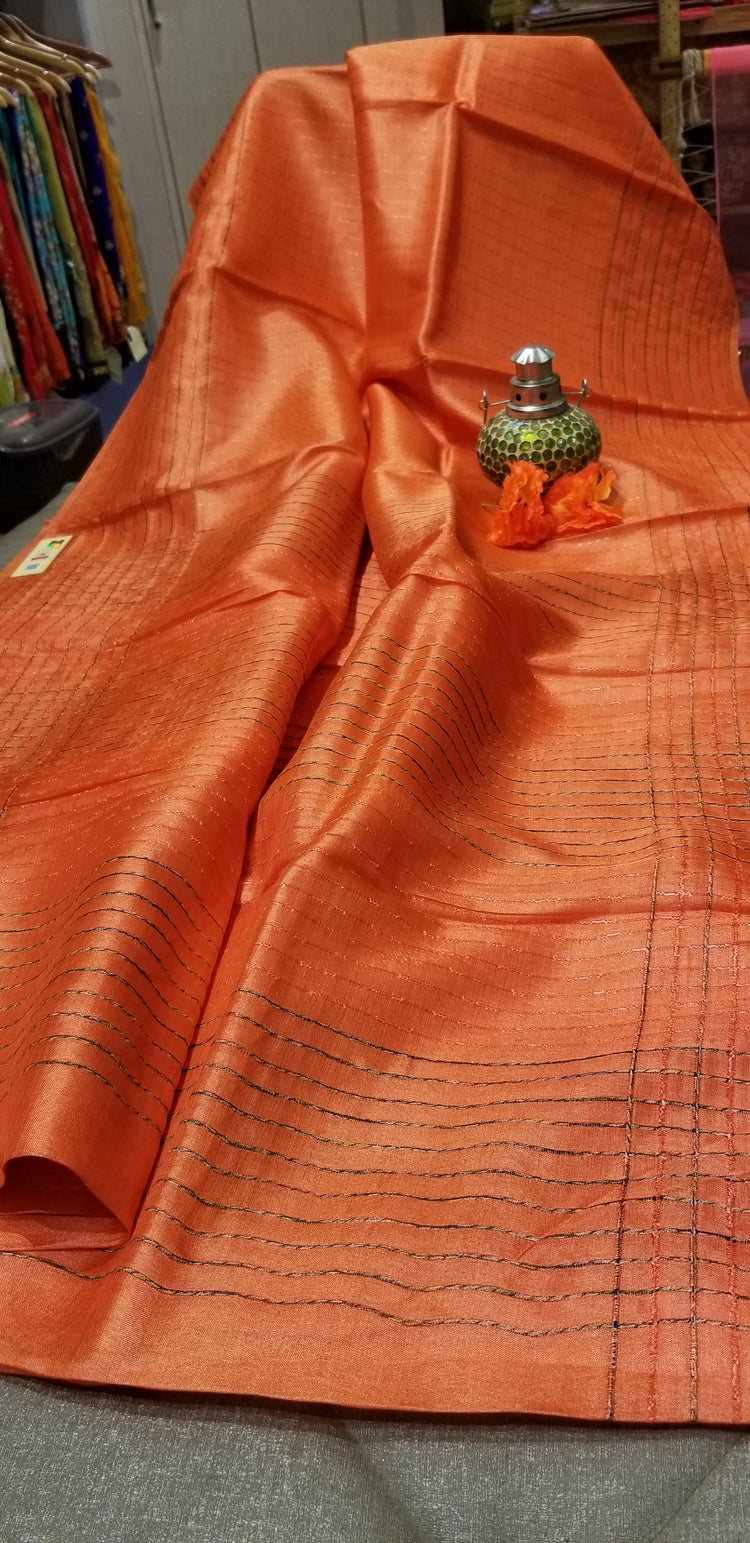 Pastel Orange Handwoven Pure Tussar Silk
