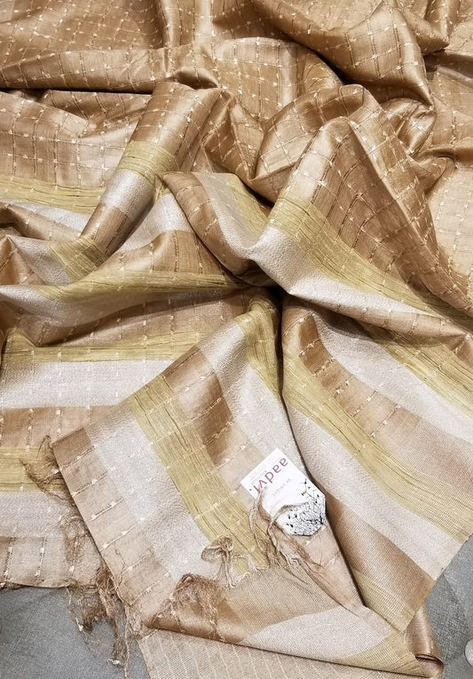 Golden Beige Handwoven Pure Tussar Silk