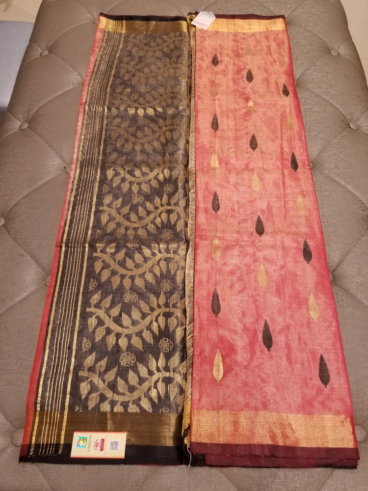 Red Handwoven Pure Tissue Tussar Silk