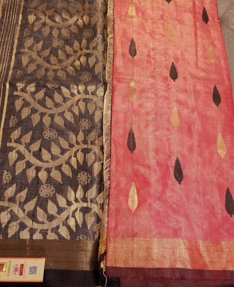 Red Handwoven Pure Tissue Tussar Silk