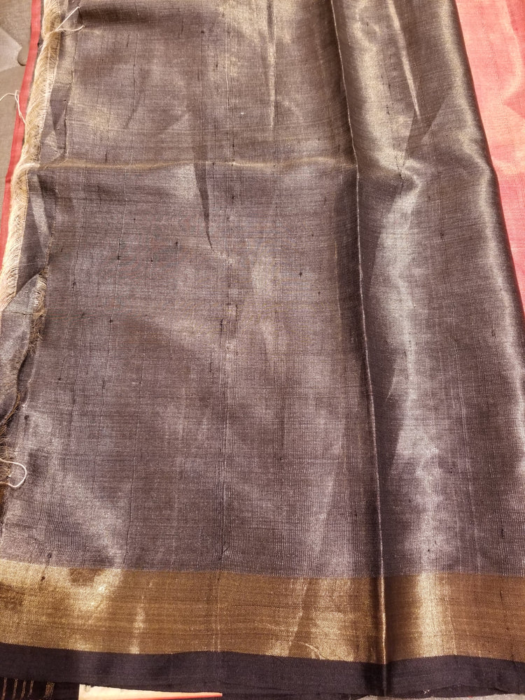 Red Handwoven Pure Tissue Tussar Silk