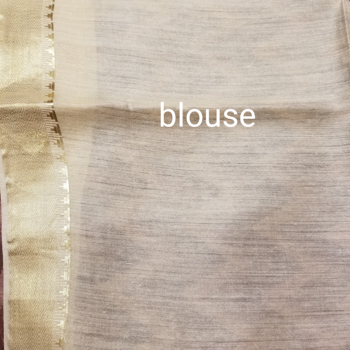 Handwoven Pure Muga Silk Sari in Brown Color with Zig-zag pattern — view 4