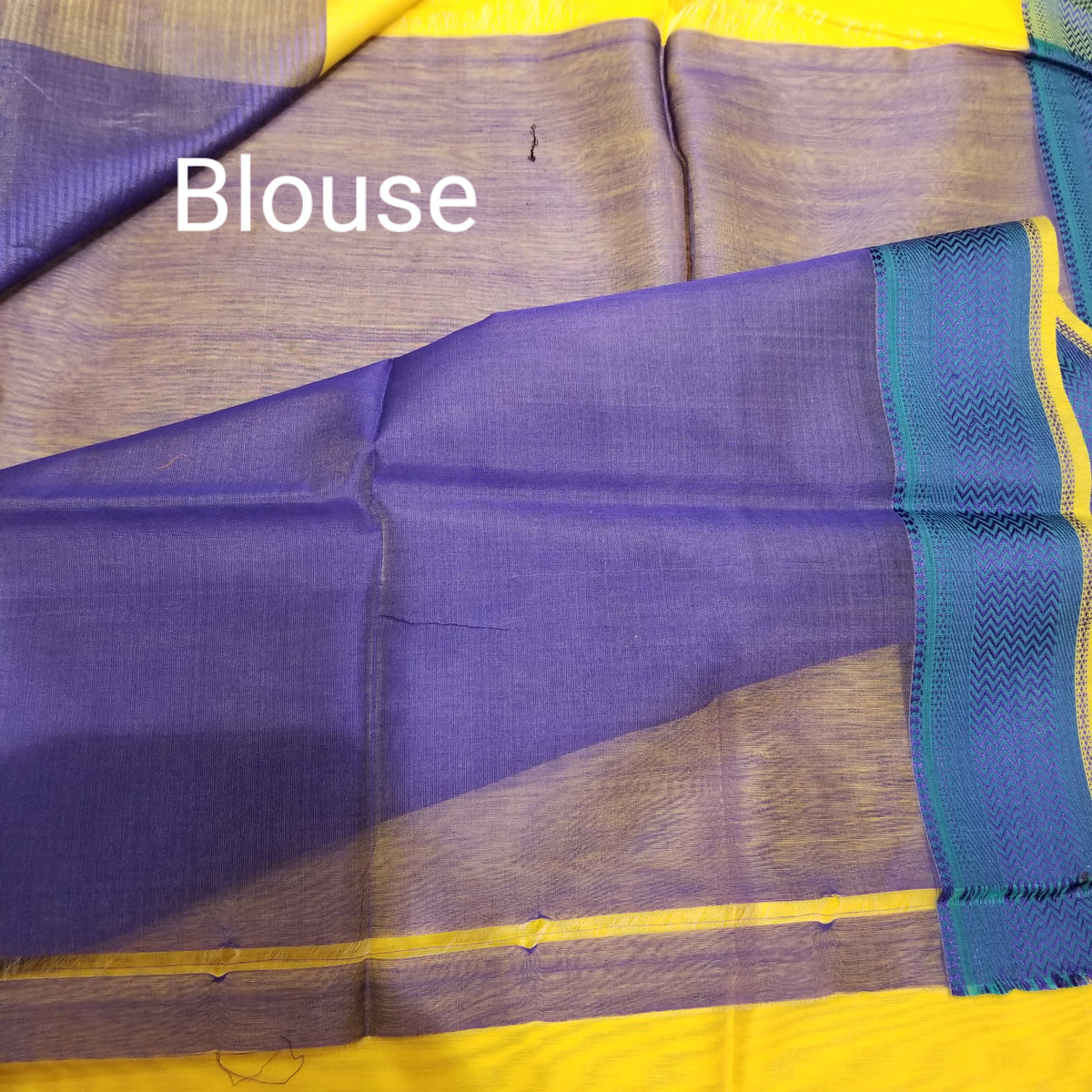 Yarrow - Yellow Handwoven Maheshwari Sari — view 7
