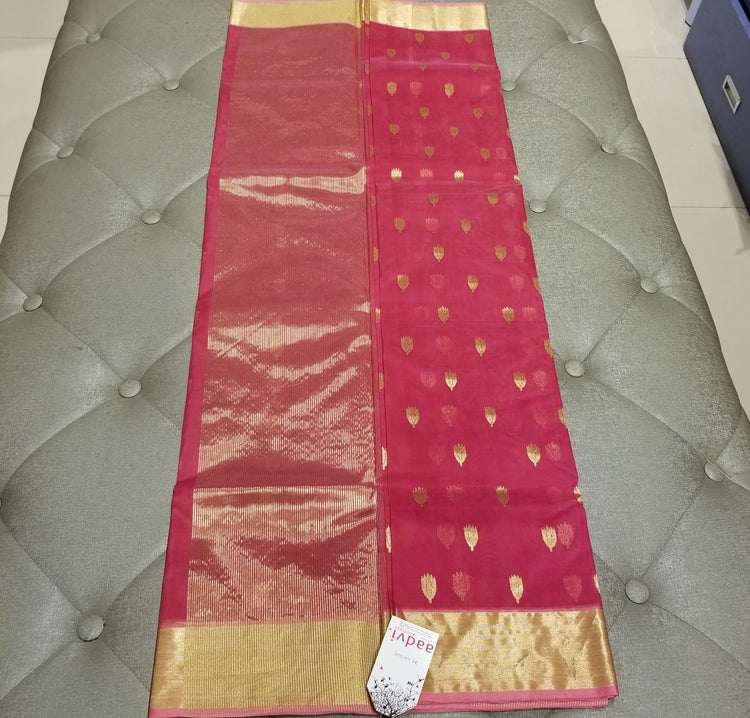 Pink Chanderi Handwoven Pure Silk by Silk Sari