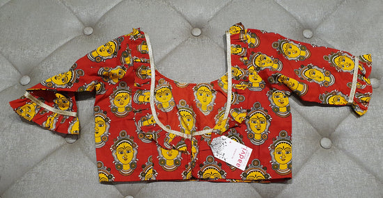Yellow on Earth Designer Blouse with Traditional Print - Back Side