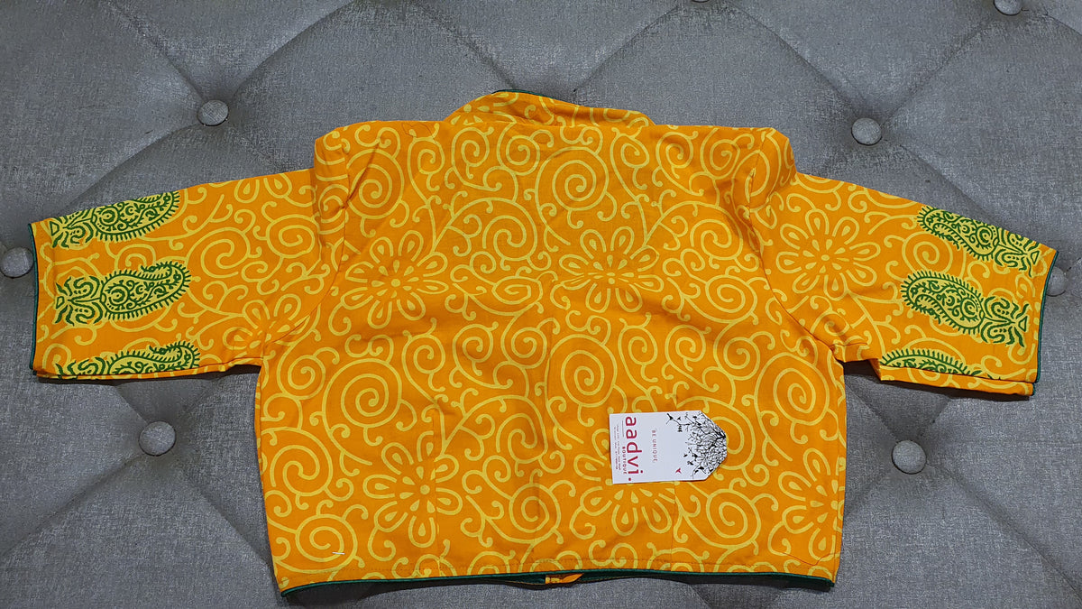 Golden Yellow Designer Blouse - Back Side