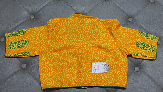 Golden Yellow Designer Blouse - Back Side