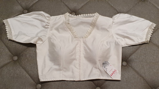 Creamy White Designer Blouse with Lace Pattern - Front Side
