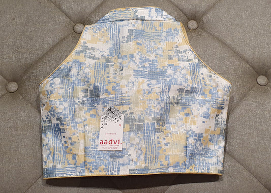 Geometric Pattern Pastel Color Designer Blouse - Back Side