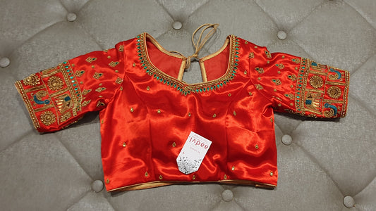 Red Hand Embroidered Designer Blouse