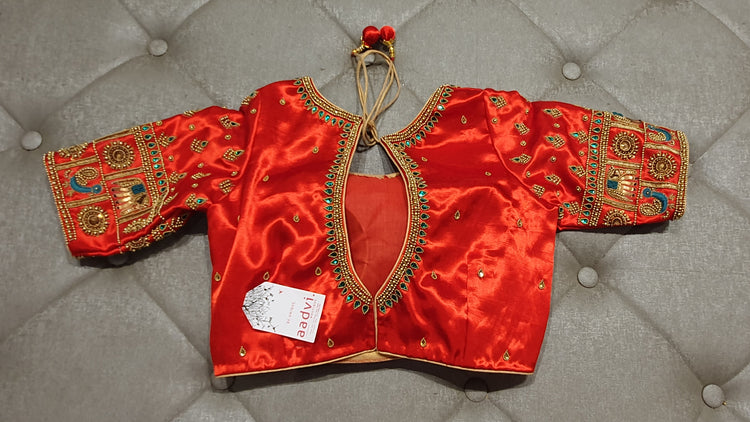 Red Hand Embroidered Designer Blouse