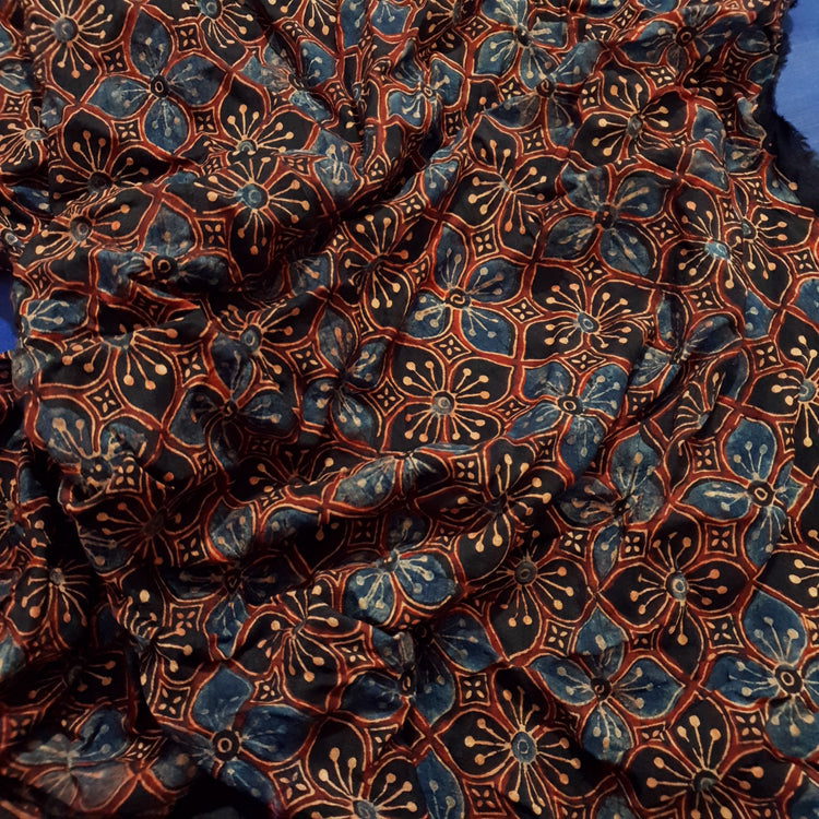 Ajrakh Print Modal Silk Fabric