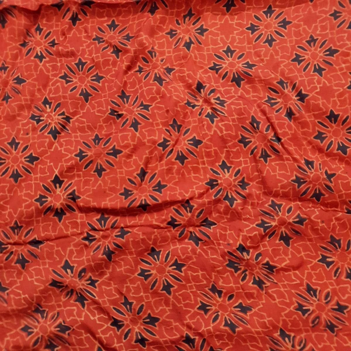 Red Ajrakh Print Modal Silk Fabric — view 2