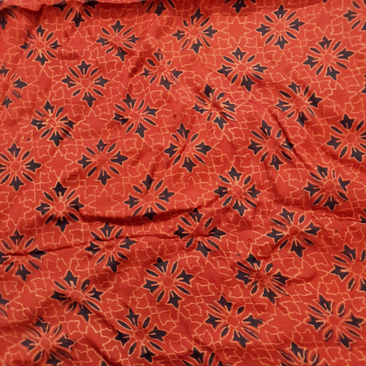 Red Ajrakh Print Modal Silk Fabric