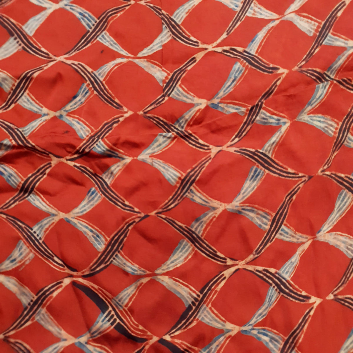 Red Ajrakh Print Modal Silk Fabric