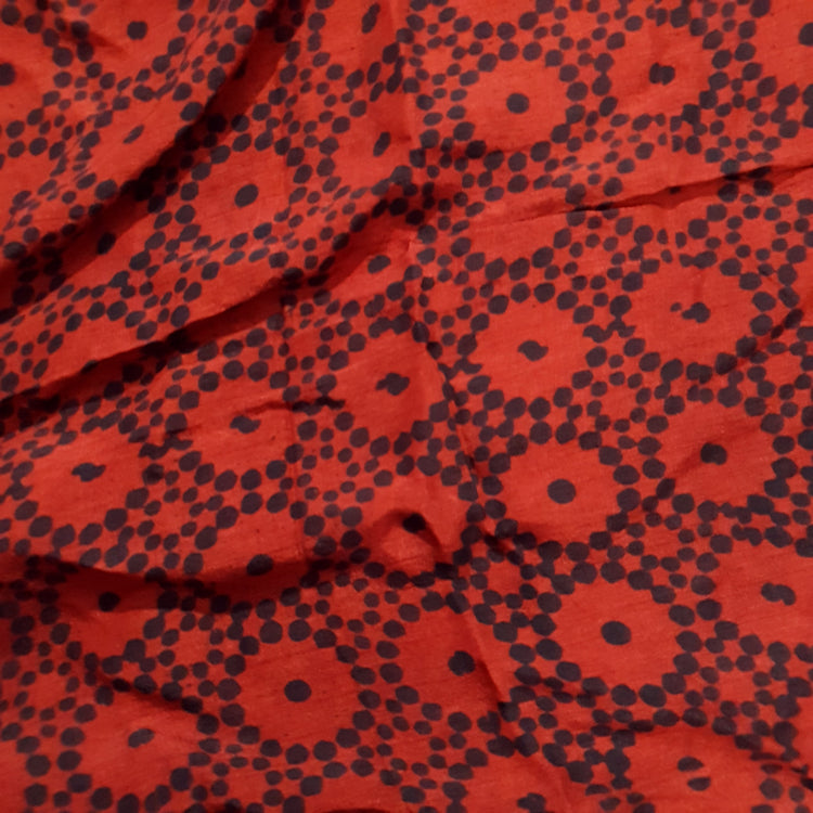Red Ajrakh Print Modal Silk Fabric