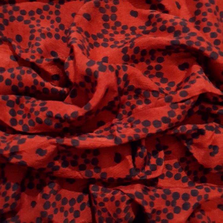 Red Ajrakh Print Modal Silk Fabric