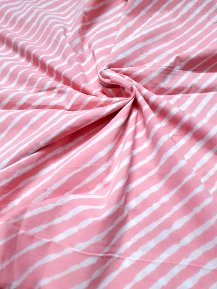 Regimental Stripe on Peach Color Cotton Fabric