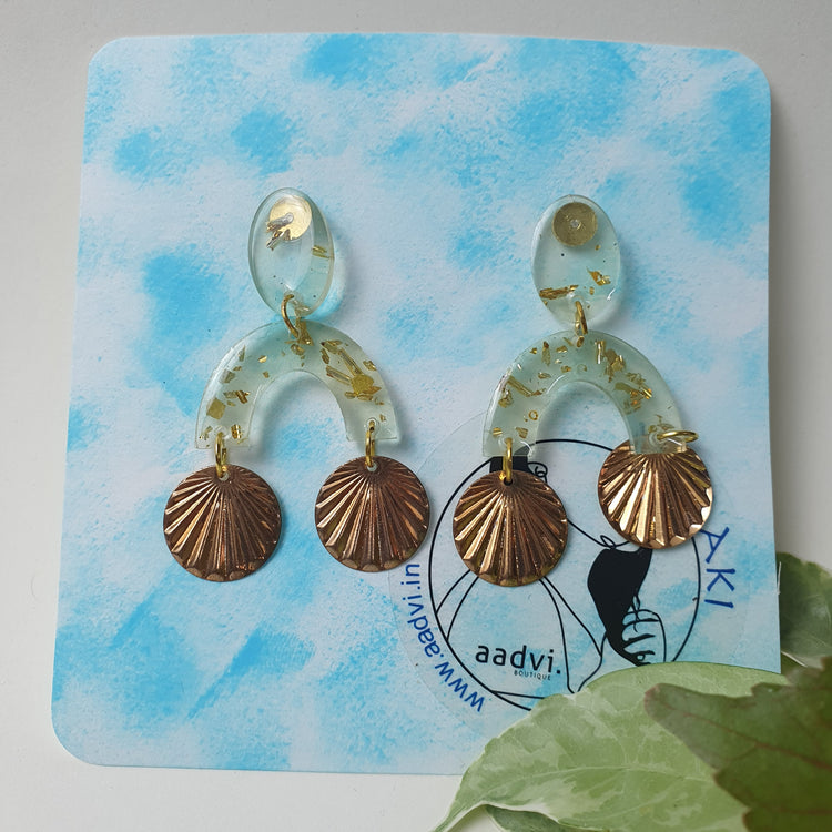 Nartaka - Resin Earrings with Golden Charm.