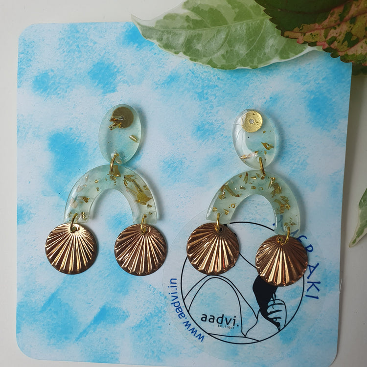 Nartaka - Resin Earrings with Golden Charm.