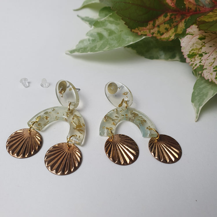 Nartaka - Resin Earrings with Golden Charm.