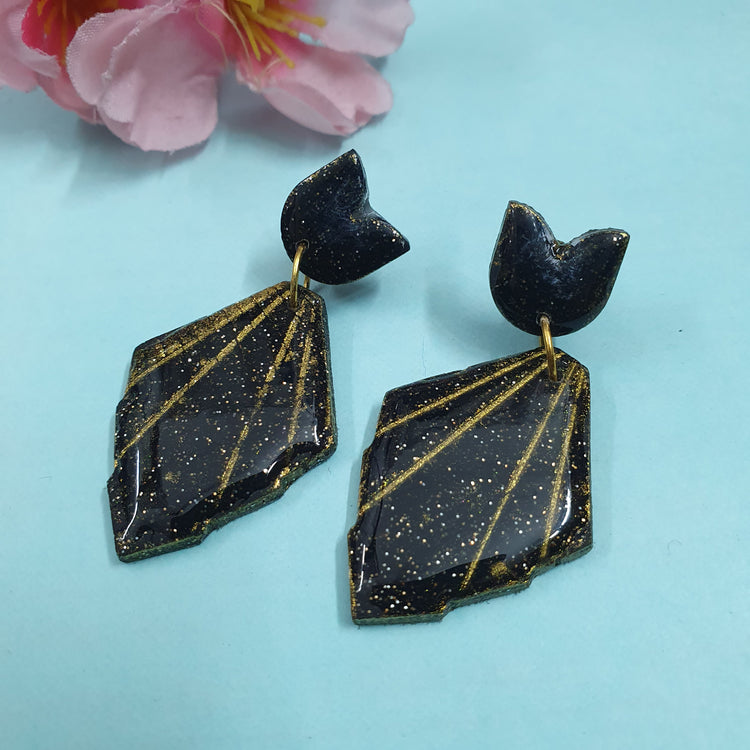 Elsine - PolymerClay and Resin Dangle Earrings.