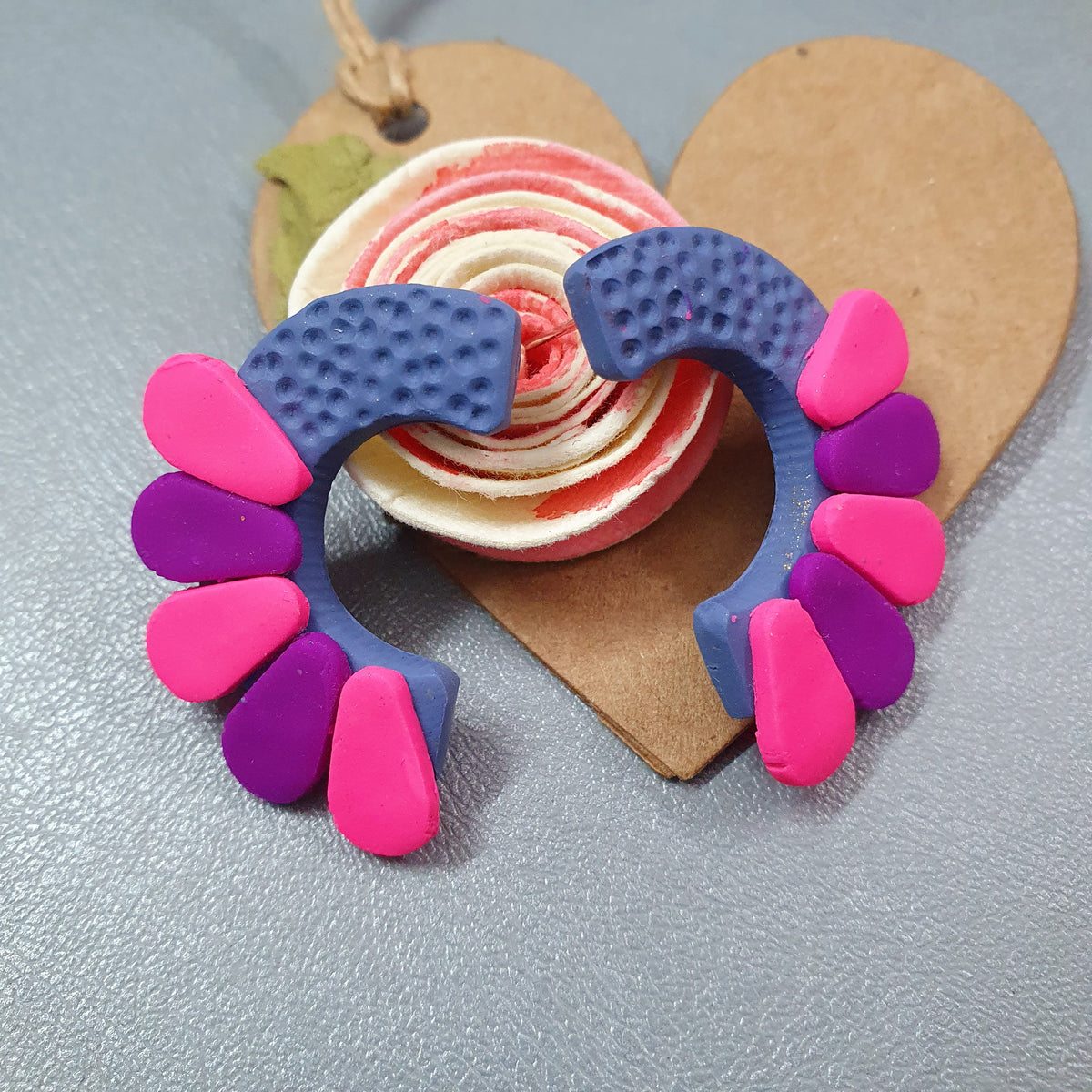 Florist - PolymerClay Hoop Earrings.