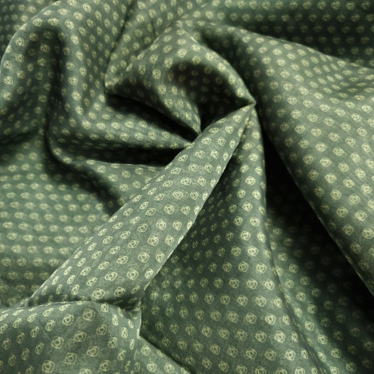 Hunter Green Printed Organza Fabrics