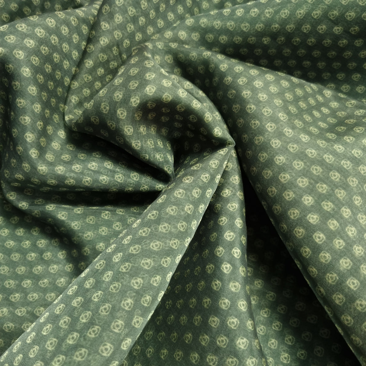 Hunter Green Printed Organza Fabrics