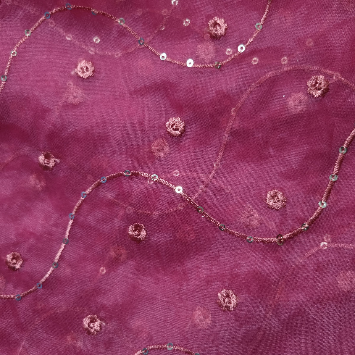 Fervent Fuchsia Organza Fabrics with Embroidery Work — view 2