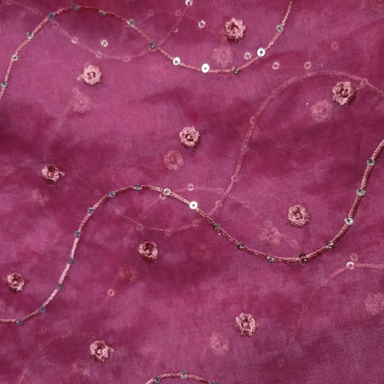 Fervent Fuchsia Organza Fabrics with Embroidery Work