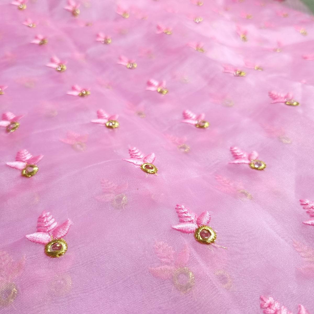 Taffy Organza Fabrics with Embroidery Work — view 3