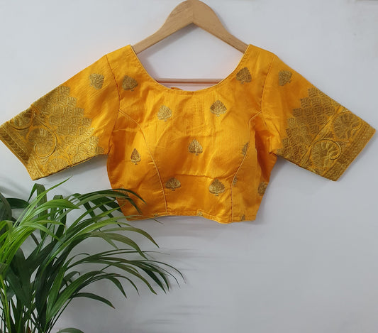 Yellow Color Designer Blouse With Embroidery