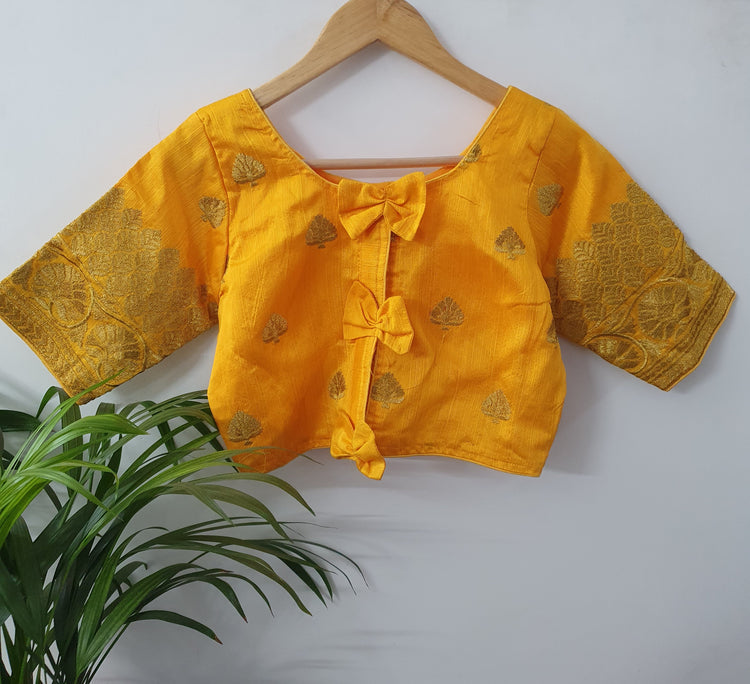 Yellow Color Designer Blouse With Embroidery