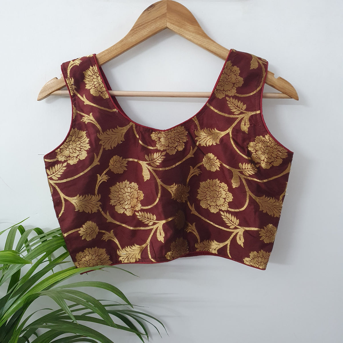 Maroon Color Designer Blouse With Banarasi Work — view 2