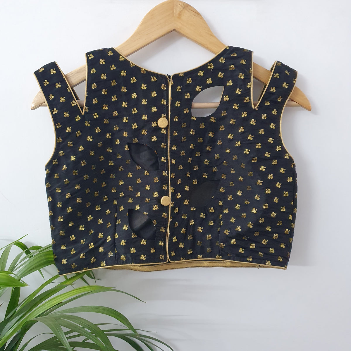 Black Color Designer Blouse With Golden work — view 2