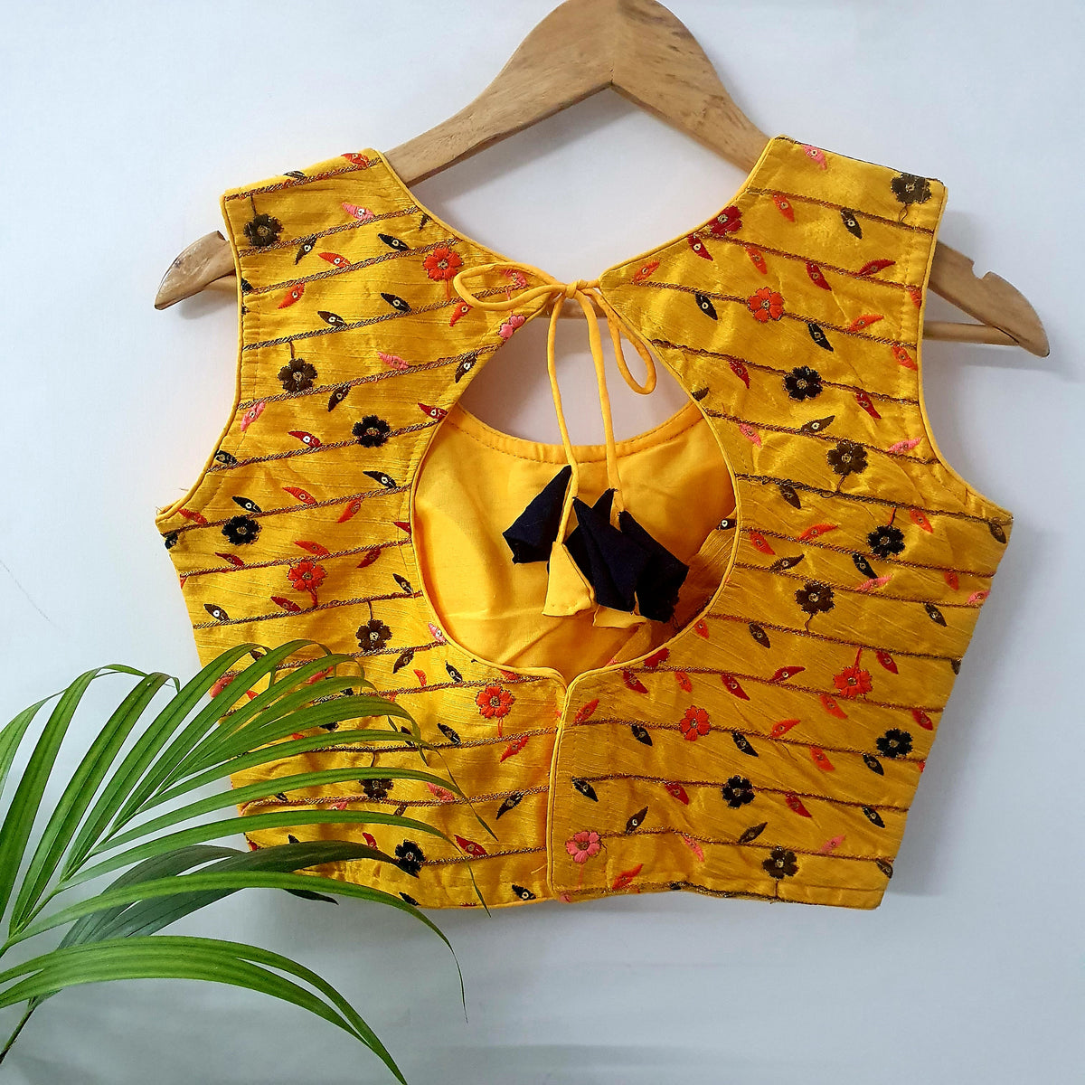 Yellow Embroidery Designer Blouse — view 2