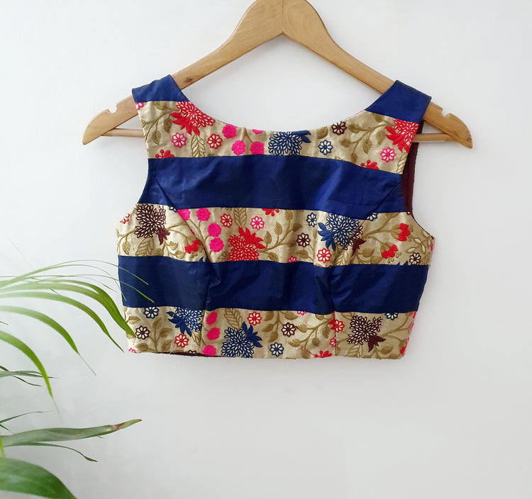 Beautiful Sleeveles Blue and Pink Blouse
