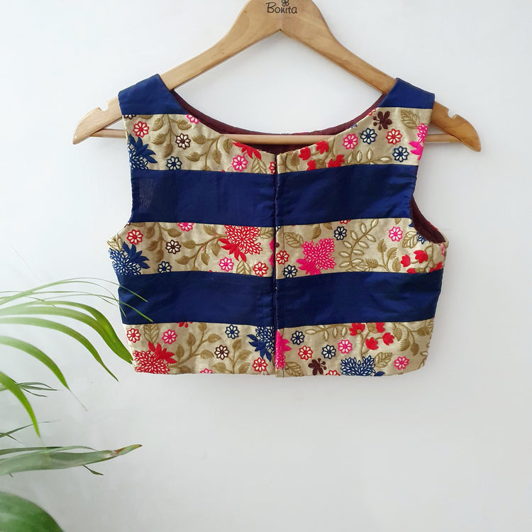 Beautiful Sleeveles Blue and Pink Blouse