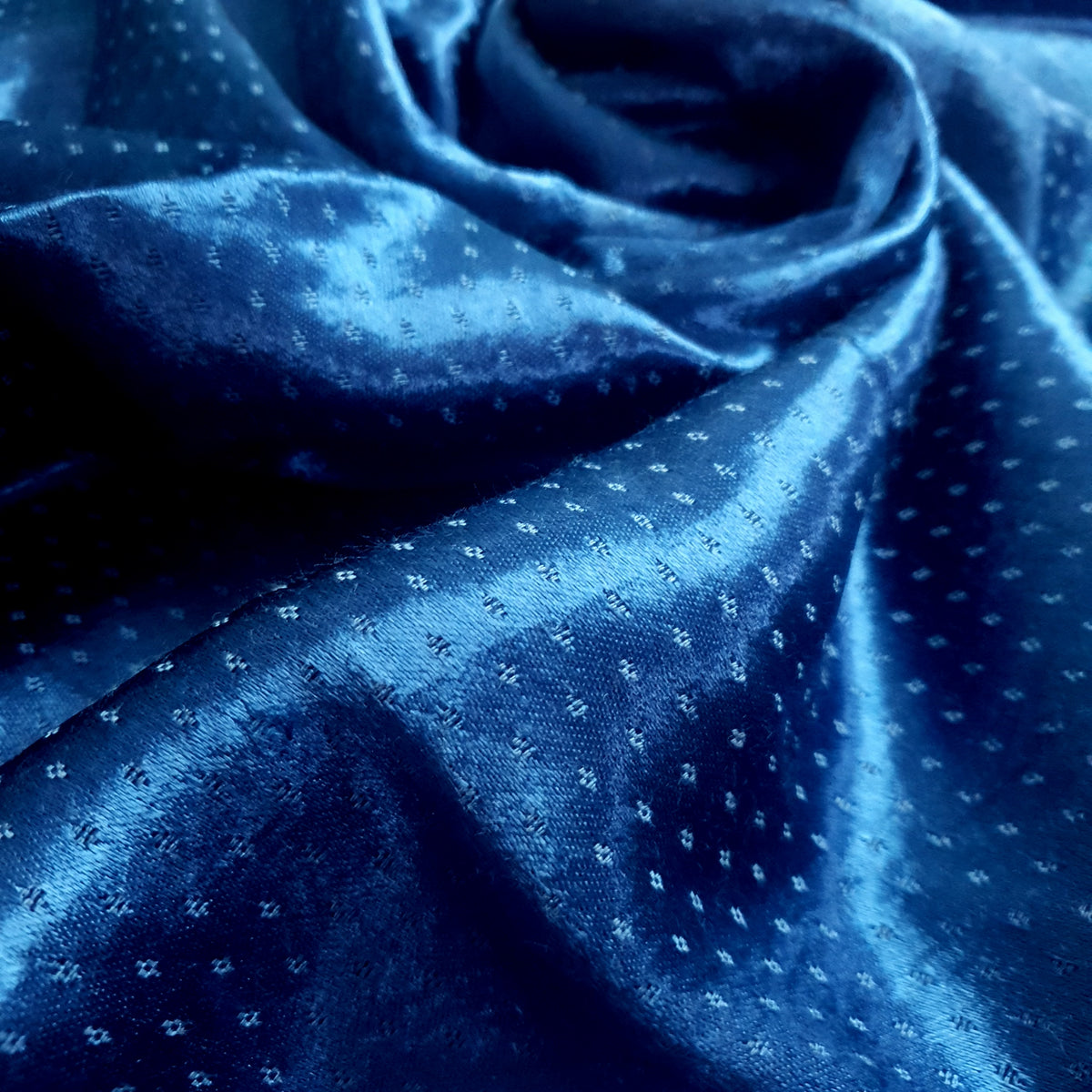 Prussian Blue Mashru Silk Fabric — view 2