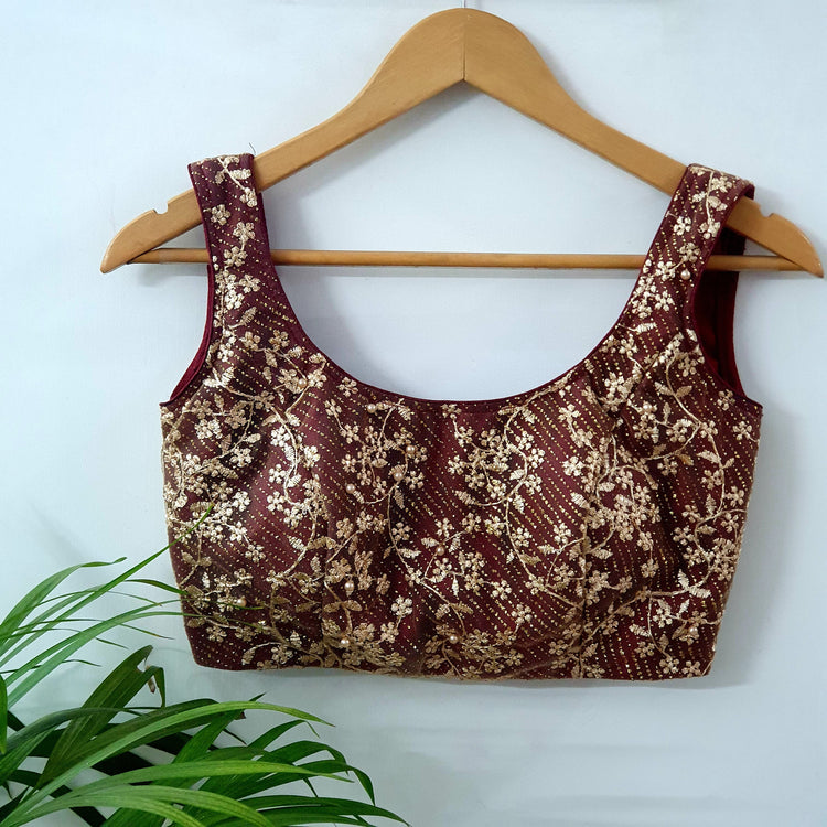 Maroon with Golden Designer Blouse