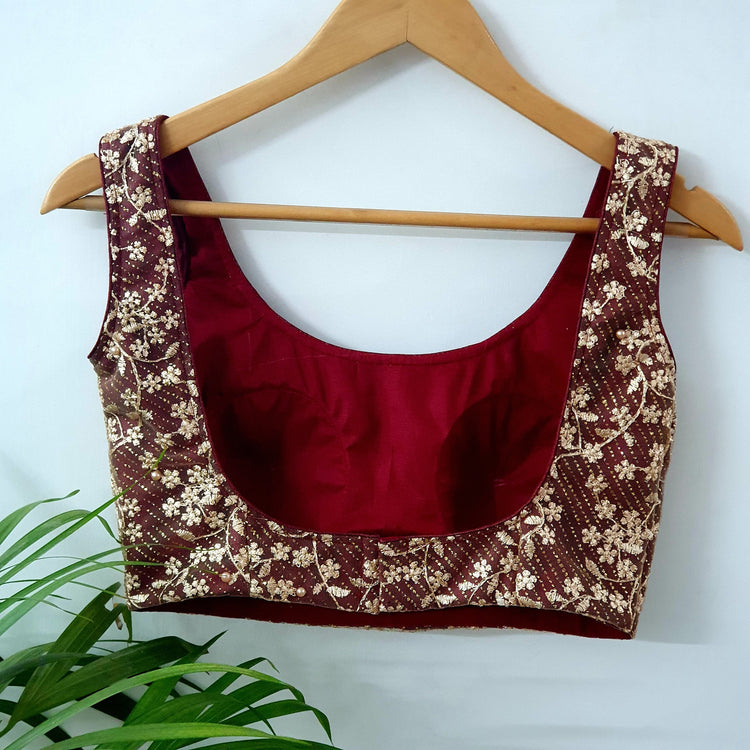 Maroon with Golden Designer Blouse