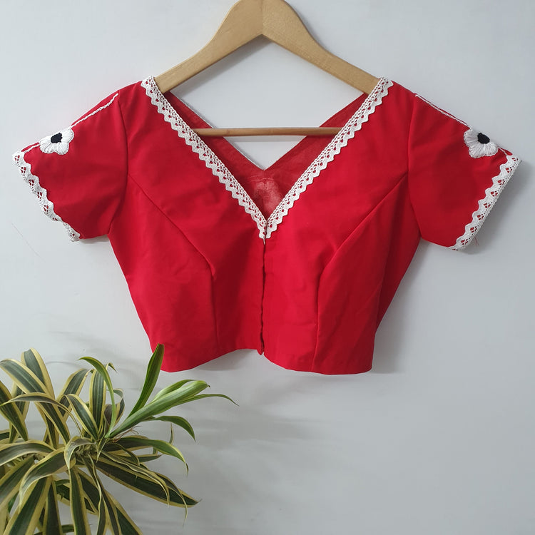 Red thread embroidered Blouse